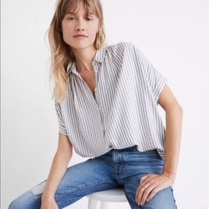 Madewell | Central Shirt in Dalton Stripe Size XL Oversized Button Front